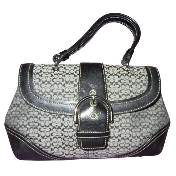 Coach 2004 Vintage Soho Black Signature C Jacquard Canvas & Leather Buckle Bag - Picture 1 of 13